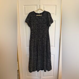 Madewell Black and White Speckled Midi Dress